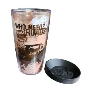 Tervis Tumbler w/ Black Lid 16 oz Built Ford Tough Truck Who Needs Roads?